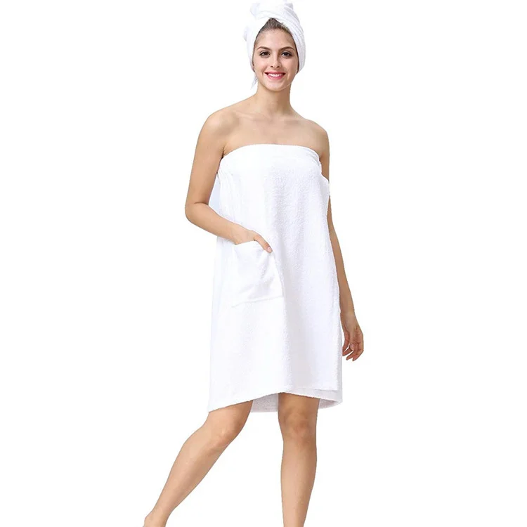 Hair towel and bath towel wrap robe terry cloth wrap around towel for woman