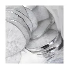 Natural Brazilian White Agate Slices Coasters With Sliver Trim