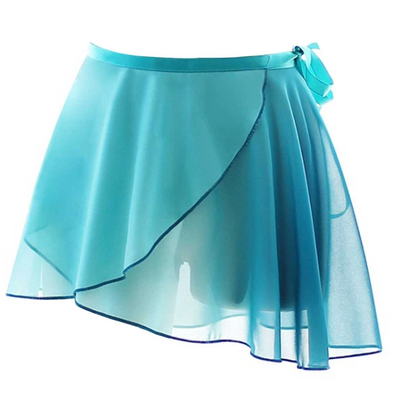 Women Lace Up Gradient Chiffon Wrap Skirt Ballet Dance Training Gymnastics Performance 