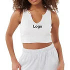 Ladies Tank Top OEM Summer Casual Sleeveless T Shirt Ladies Custom Cotton V Neck White Ribbed Crop Tank Top