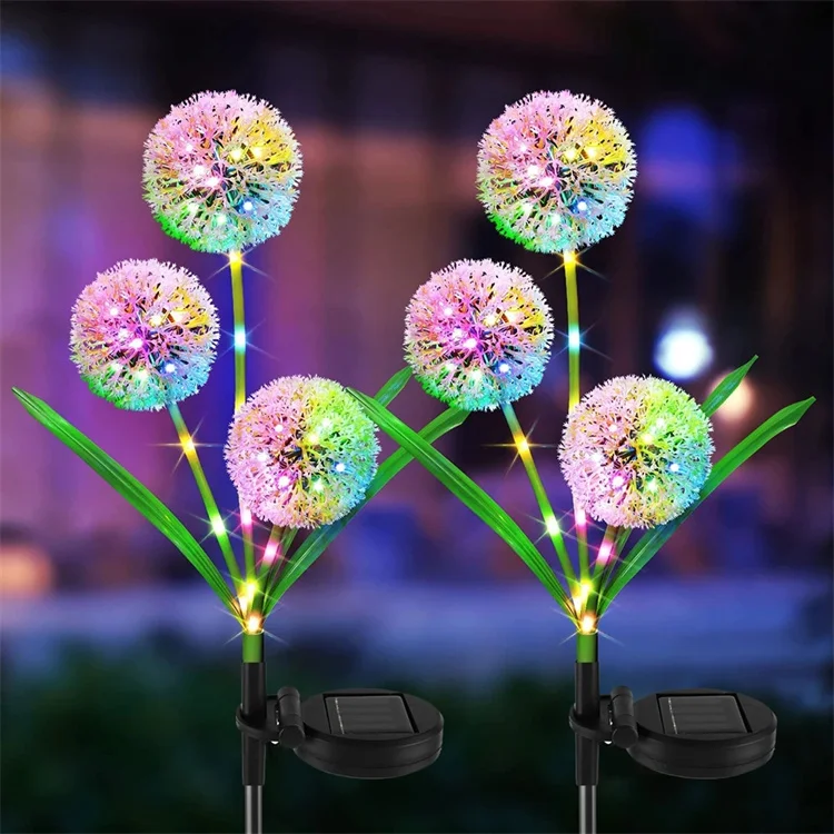 Landscape Walkway Lawn Lamp Petals Multi Color Stake Decoration IP65 Color Changing Pathway dandelion led solar garden light