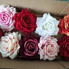 Rose TRH281 High Quality Silk Flower Heads 15cm Big Flowers Velvet Rose Heads For Wedding Decoration