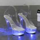 High Heel Shoes Sexy Luminous High Heel Sandals Model Catwalk Crystal Shoes Ladies Pole Dance Shoes