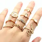 Gold Gold Color Finger Rings Jewelry Wedding Punk Vintage Bohemian Stone Knuckle Joint Rings Set For Women