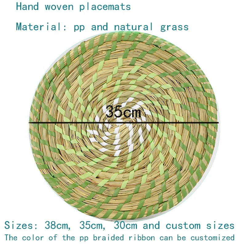 HUAYI Hand woven natural round straw placemat for home or restaurant