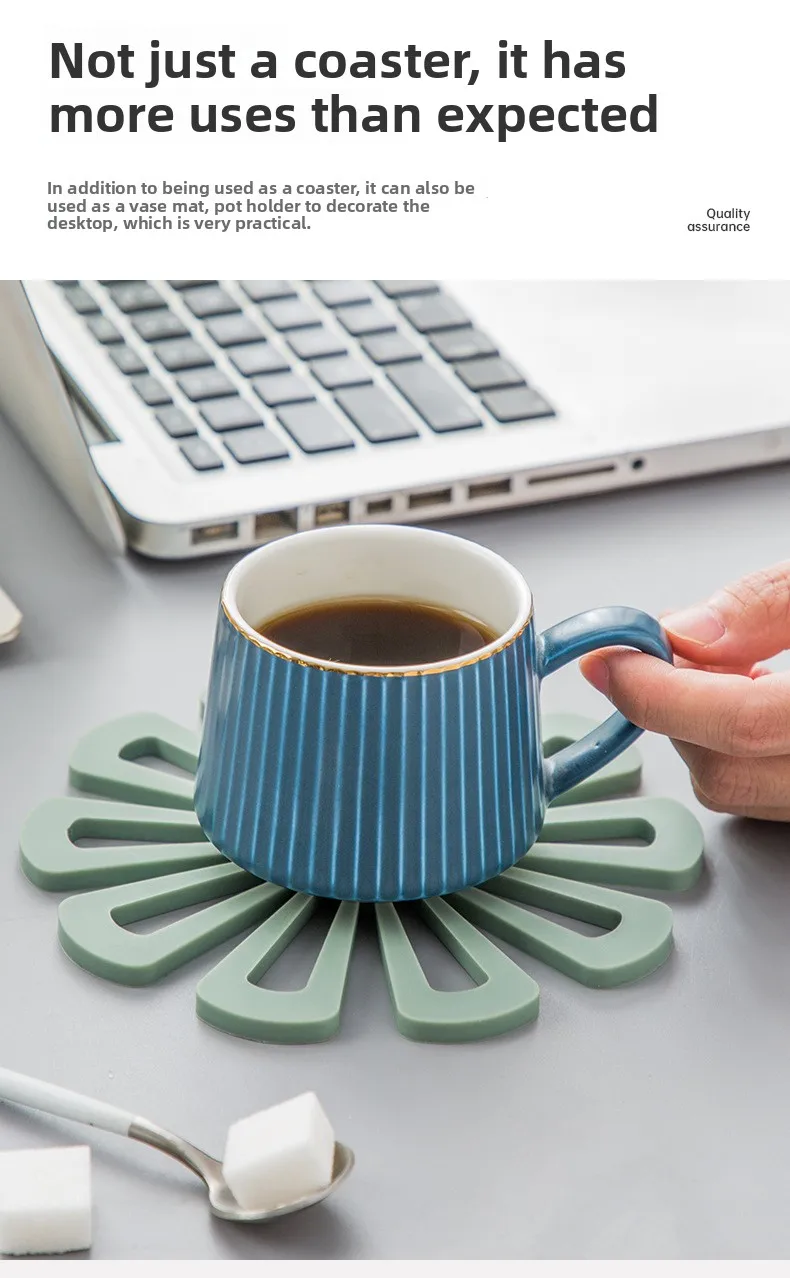 Modern Floral Design Silicone Plate Mat High-Temperature Resistant Anti-Scalding Coaster Placemat for Dining Table Household Mat details