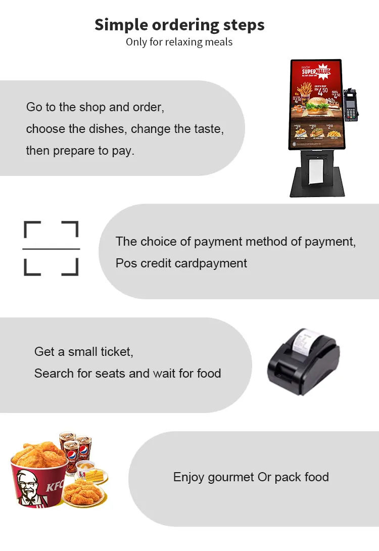 15.6 pollici kiosco POS self-service con touch screen - sistema di ordinazione e pagamento al dettaglio di fast food 3