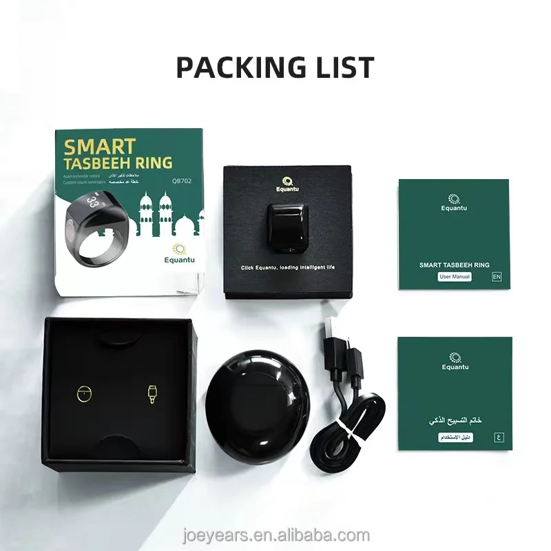 Smart Zinc Alloy Muslim Islamic Electronic Zikir Counter Digital Azan Alarm Clock Tasbeeh Tasbih Zikr Ring RechargeablePray Ring