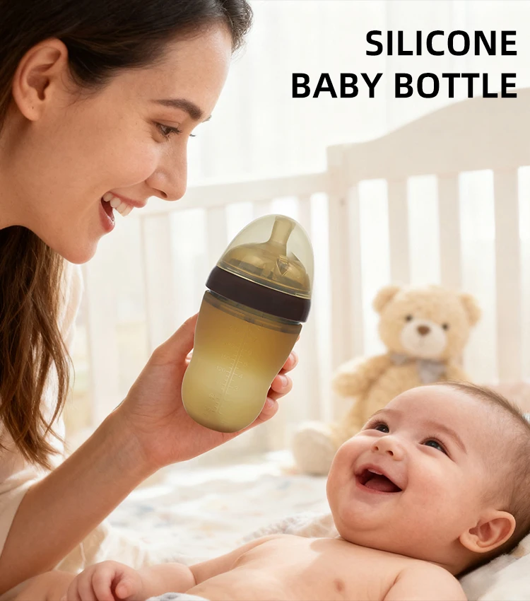 BPA Free Newborn Baby Bottle 0-12 Months Solid Silicone PP Wide Mouth Nipple Feeding Design Imitates Breast Milk Bottle factory