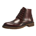 Handmade High Quality Large Size Lace Up Brown Classic Martin Genuine Leather Boots For Men