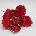 Flowers Classic Fabric Xmas Poinsettia Flowers Stem With Glitter For Christmas Tree Decor Wholesale