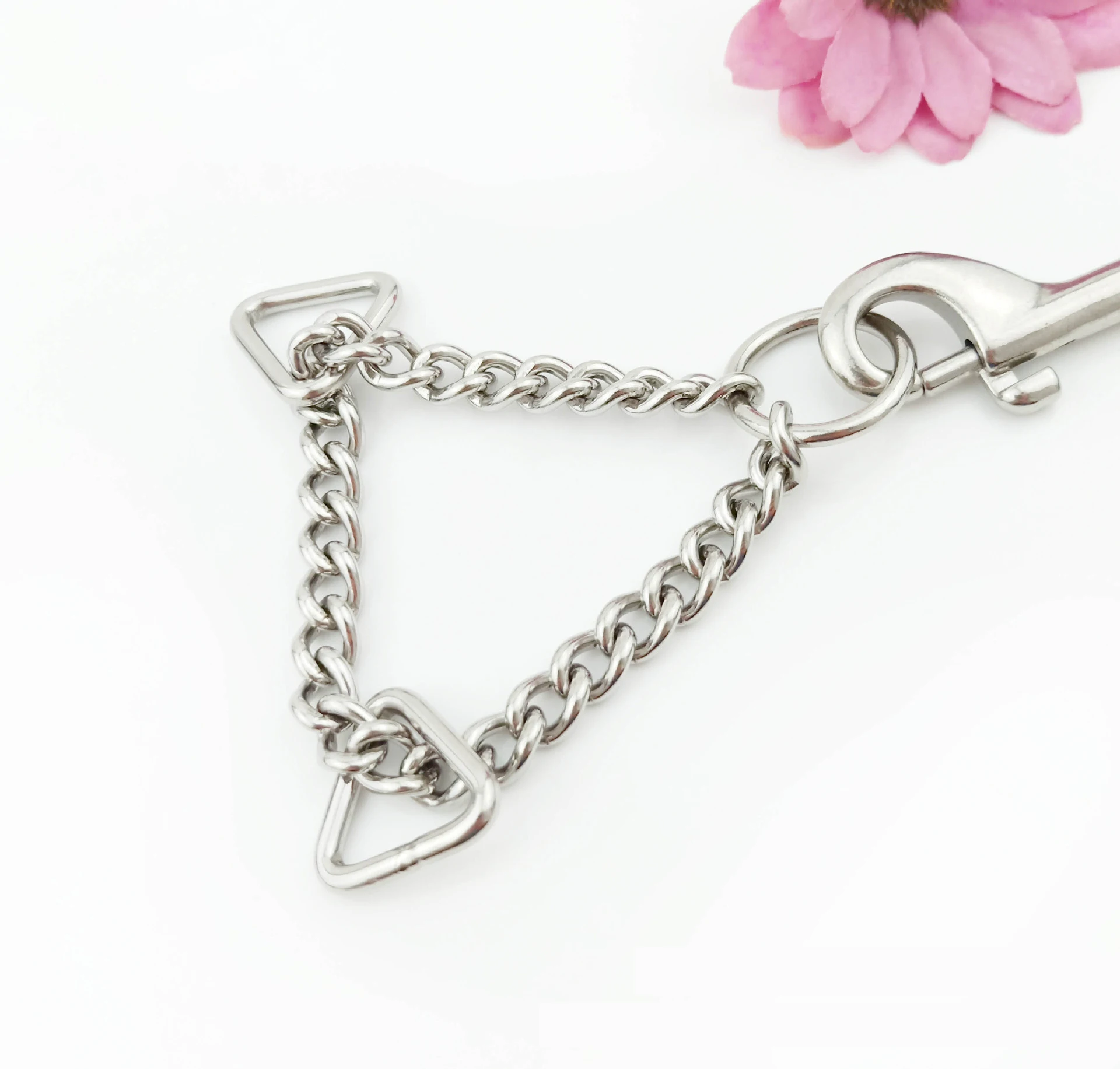 3MM Width Colorful Stainless Steel Triangle Button Dog Chain Stainless Steel Dog Leash Rose Gold Dog Collar