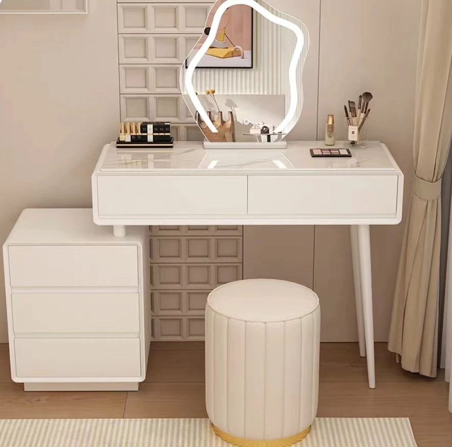 Modern Furniture Hotel Apartment Bedroom Set Adjustable Dressing Table With Mirror Wooden Make Up Table With Led Light