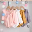 Baby Baby Rompers 0-24M Comfortable Cotton Fabric 4 Styles Solid Color 1 Piece Long Sleeve Ruffled Baby Romper