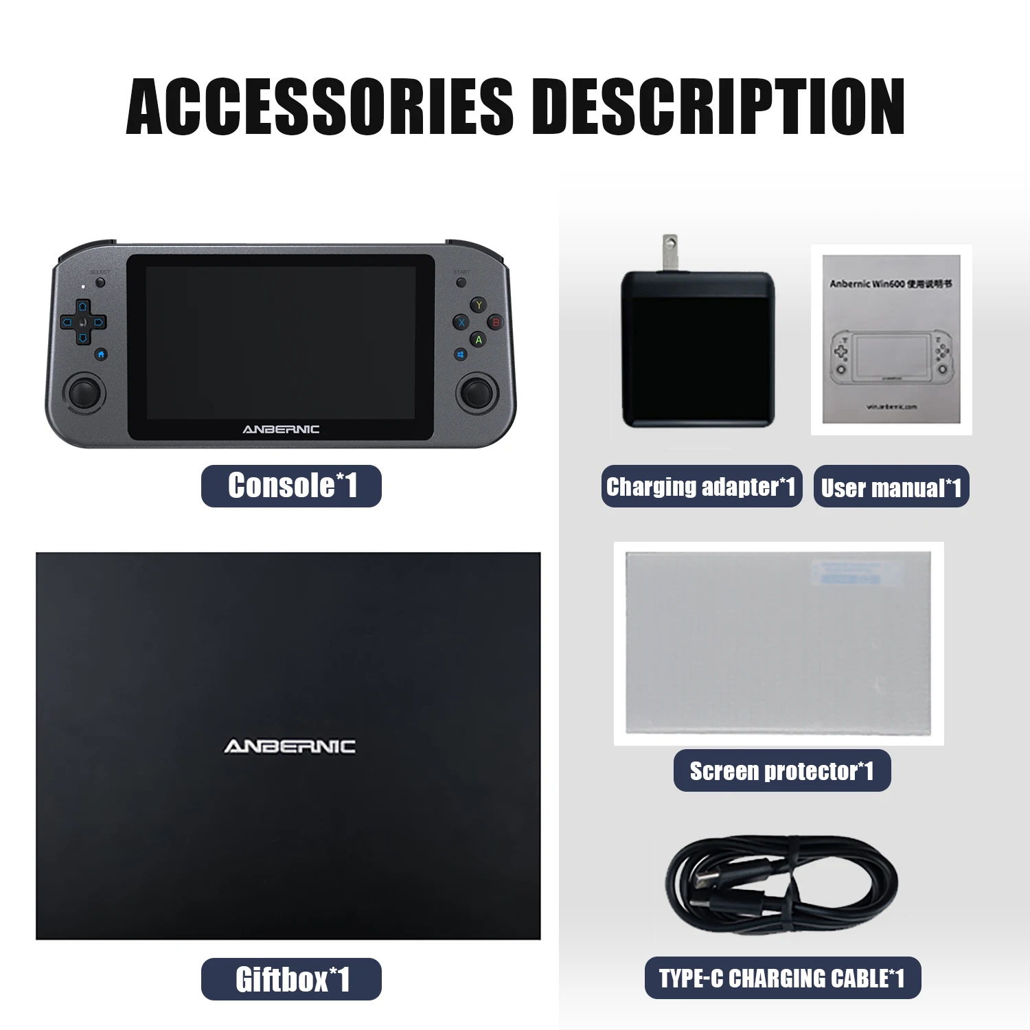Anbernic Win600 3050e 16G+1T New Gaming Console Win 600 Handheld 