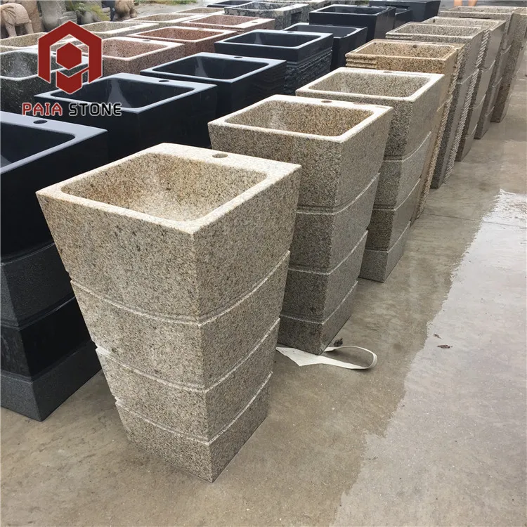product outdoor yellow granite stone pedestal sink-2