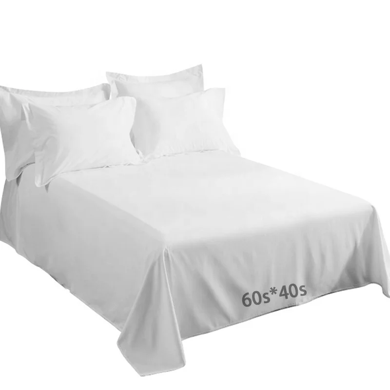 Luxury Pure 100% Cotton Flat Bed Sheet Hospital QualitySingle 