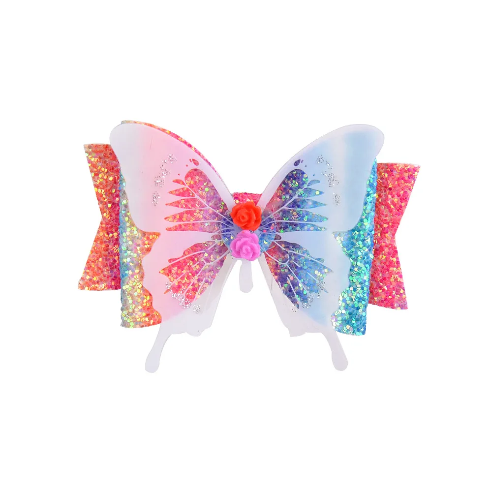 Hot  selling Kids glitter fabric hairpins  bowknot hairclip for girl shiny headdress  kids hair accessories
