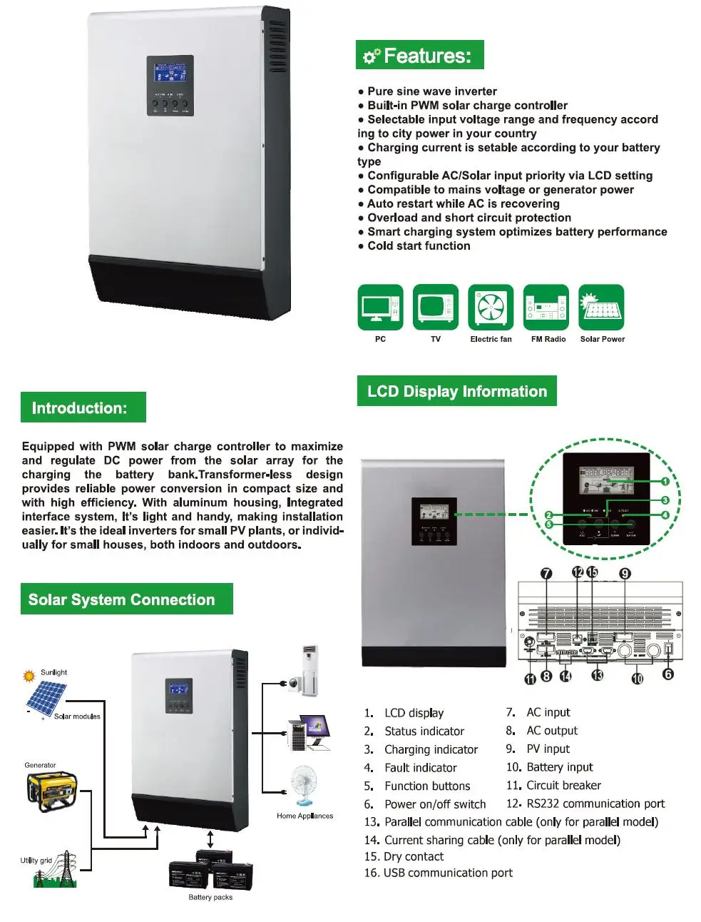 Kw Off Grid Solar Hybrid Inverter Vdc W Single Phase W Kv