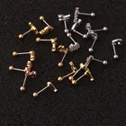 Stud Earrings Stainless Steel Zircon Letter Screw Back Stud Earrings Piercing Jewelry