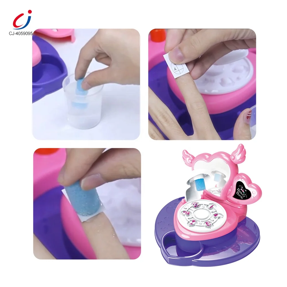 Chengji pretend play beauty toy girls makeup nail art machine toy toddler diy nail polish set manicure toy nail polish for girls