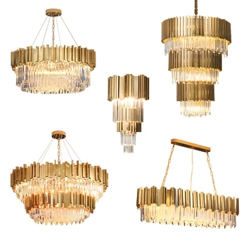 china products modern 8 lights gold modern chandeliers ceiling light led chandelier K9 crystal pendant lamp gold luxury lighting