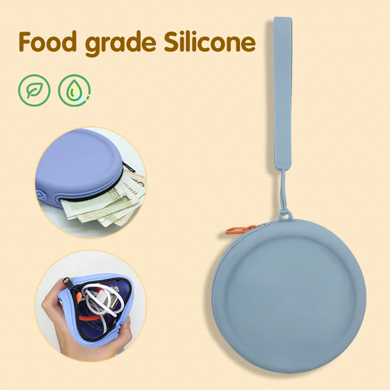 Custom Logo Silicone Waterproof Women's Keychain Pouch Portable Zipper Small Coin Purse Bag for Outdoor Use factory