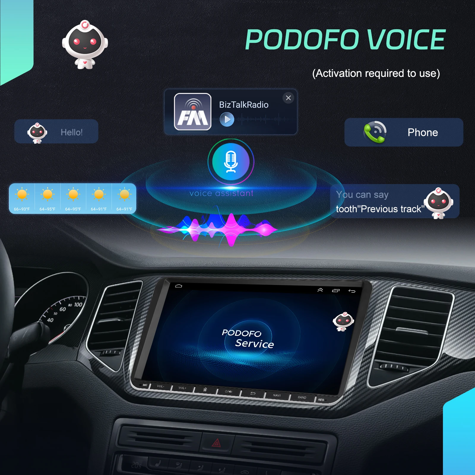 Podofo 6+128G 9" Android Car Audio Carplay Android Auto Radio Para Auto GPS WIFI for Volkswagen/VW/Passat/Golf/MK5/Jetta T5/Polo A4199 factory