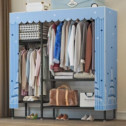 Bedroom Cloakroom Simple Wardrobe Non Woven Clothes Closet Portable Wardrobe With Hanging Rails