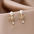 Pearl Stud Earrings Elegant Earrings Women Pearl Stud Earrings 925 Silver Needle Elegant Pendant Earrings With Diamond