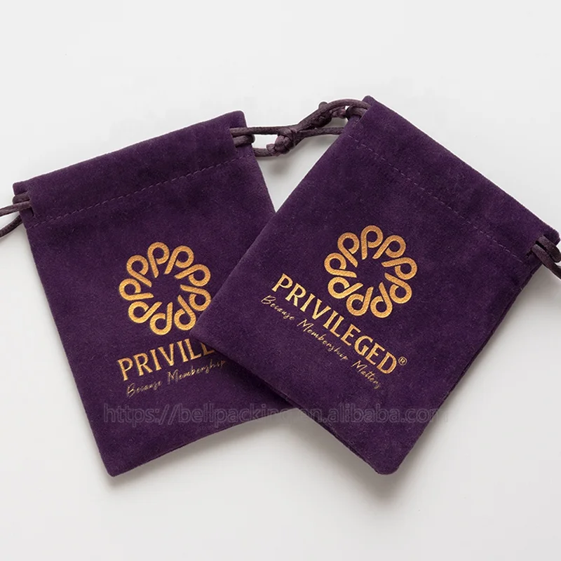 Customized Logo Printed Jewellery Pouch Jewellery Drawstring Dust Bag