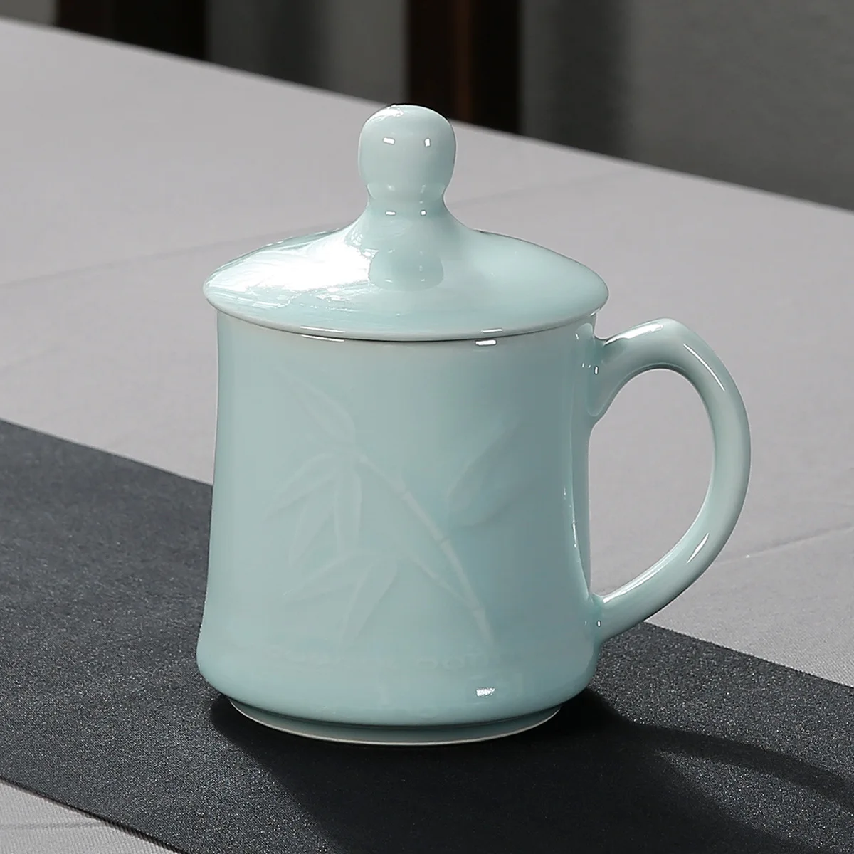product longquan celadon traditional teacup with handle water customized drinking tea cup for hotel office home use-11