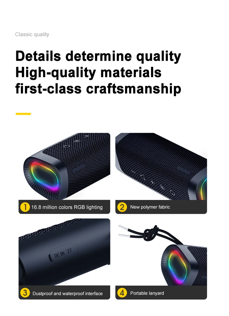 Factory customized Portable Wireless Bluetooth Speaker super bass sports outdoor RGB wireless speaker