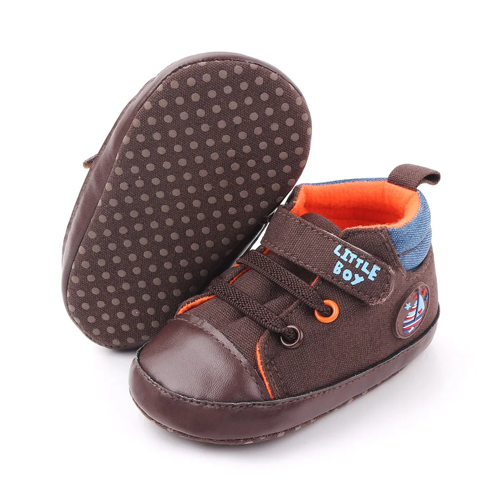 Cartoon Retro High Top Fashion Trend Alphabet Decorated Baby Canvas Toddler Shoes details