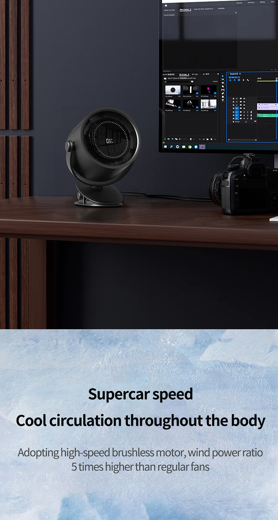 Personal Desk Clip Fan, HXTC88, AIR, Portable, USB - detail 12
