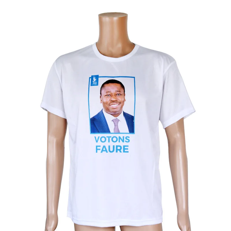 Custom Print Logo election campaign white polyester promotional men's t shirt plain model in stock