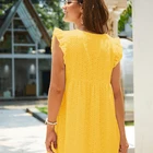 V Neck Fashion Boho Dress Ruffle Sleeve A Line Loose V Neck Empire Waist Dresses