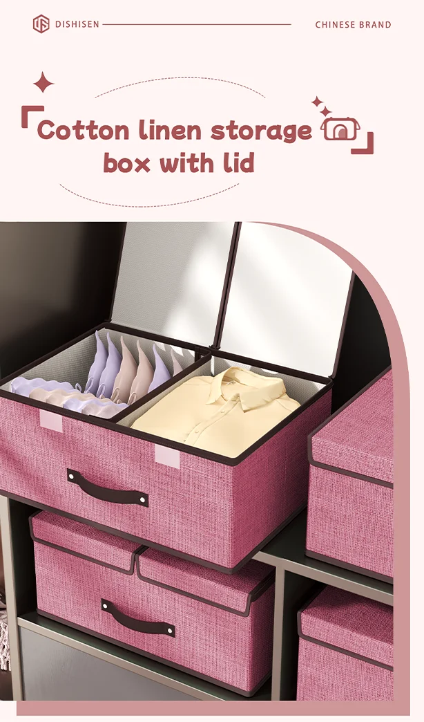 Cotton and Linen Clothes Storage Box,bed Finishing Basket,underwear Storage Box,household Underwear Box supplier