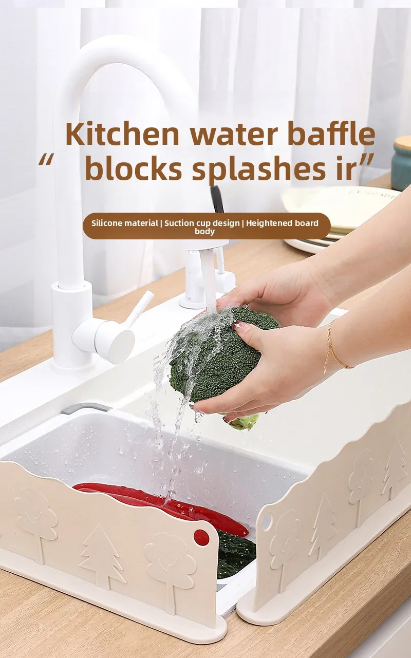 Modern Anti-Splash Silicone Guard for Kitchen Sink Countertop Water Barrier Wash Basin Edge Splash Guard for Vegetables Tools supplier