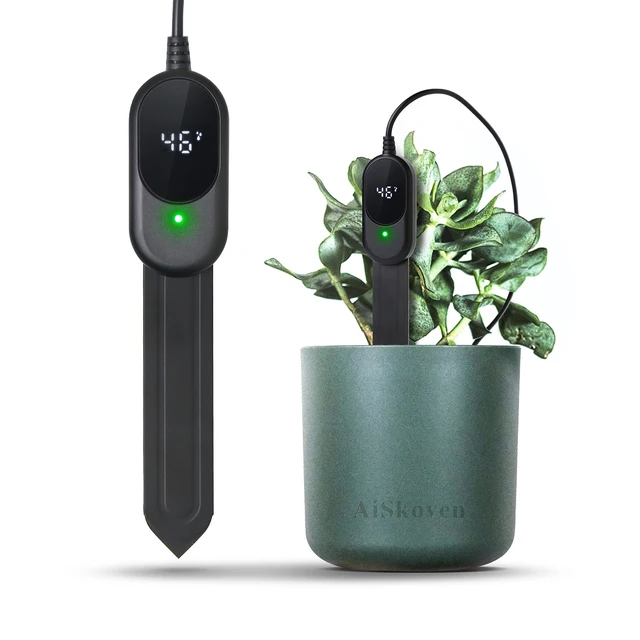 AiSkoven Plant Soil Moisture Meter for House Plants,Long-Term Presence of Soil Moisture sensors in The Soil USB-Powered Screen