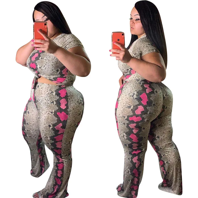 2 Piece Set Plus Size Trendy Snake Skin 