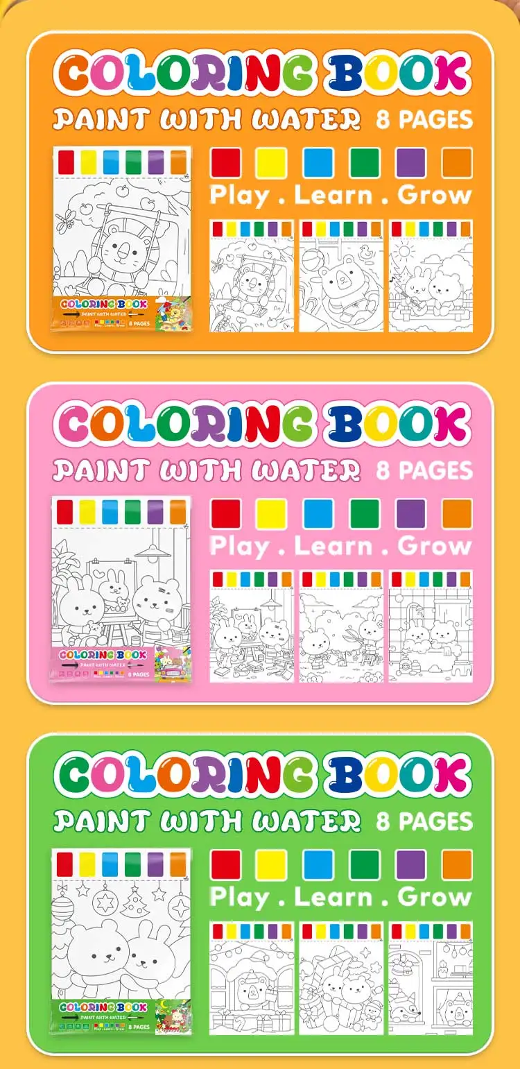 product keybaby custom 2026 cute children diy ins characters simple water coloring books with pigment for shop-7
