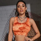 Sleeveless Top Short Sleeveless Rib-knit Tie Dye Tank Top