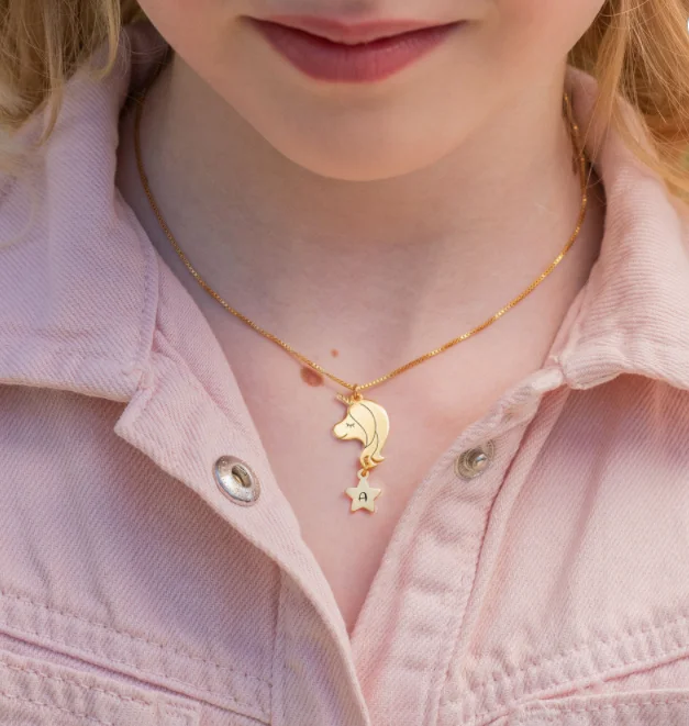 Fashion Cute Kids Jewelry Stainless Steel Unicorn Necklace Pendant