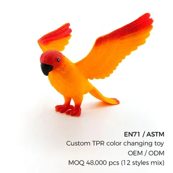 TPR Color-Changing Stretchy Bird Toys Glow in the Dark Parrot Toucan Cockatoo Collectible | OEM MOQ 12,000