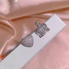 Earring Heart Shape Exquisite Earring KYED0700 Hot Sale Heart And Crown Shape CZ Asymmetry Earring For Women