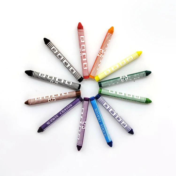 NO.88 12-Color Plastic Wax Crayon Set Bath-friendly Kids Drawing Crayons Wholesale Boxed Crayons