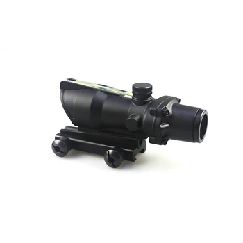 Hunting Scope ACOG 4X32 Real Fiber Optic Red or Green Illuminated Sight chevron and Crosshair Glass Etched Scope Tactical