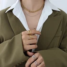 Chain 2021 New High-quality Hot Selling 18K Gold Titanium Coarse Hip-hop Style Exaggerated Cuban Chain Set