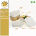 Container Eco Friendly Packaging 750ml 1000ml 1075ml Square Rectangular Salad Bowls Paper Food Container With Lid
